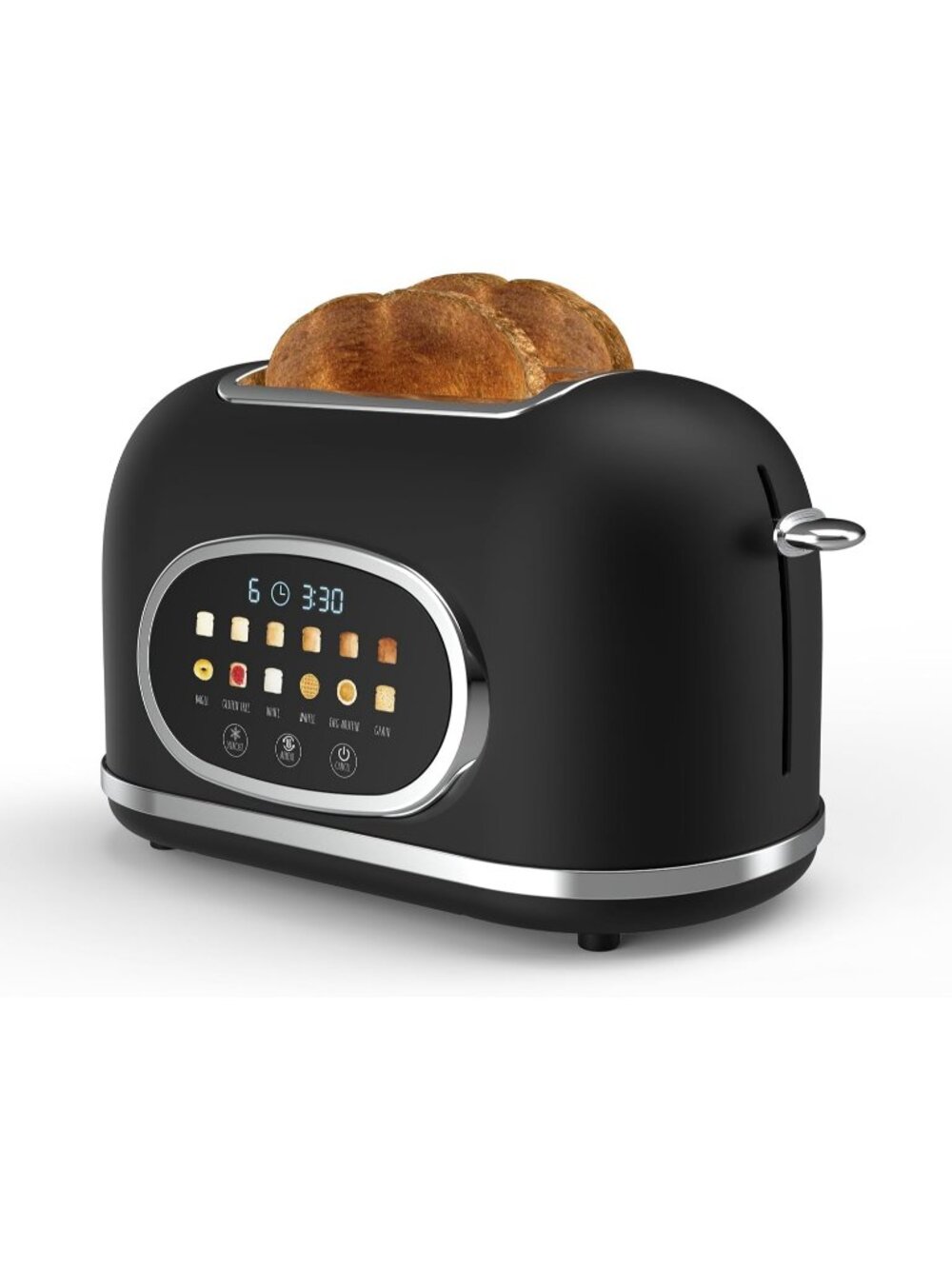 2 Slice Digital Black Stainless Steel With Touchscreen 6 Shade Settings Toaster